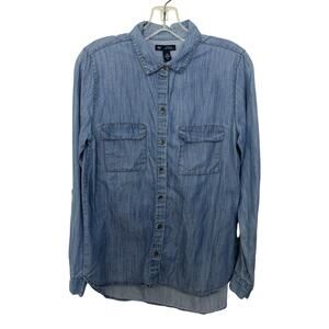 Gap Boyfriend Fit Denim Chambray Top Size XS Western Rodeo Cowgirl Casual